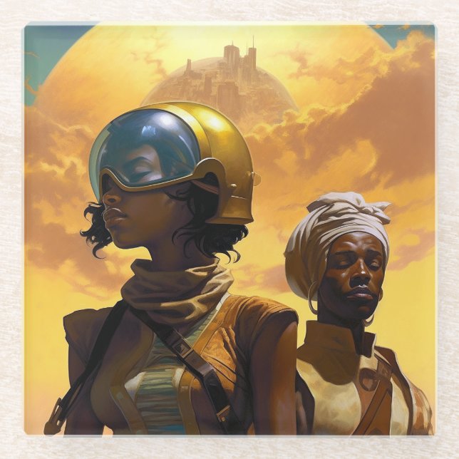 Dessous-de-verre En Verre Explorateurs de planètes science-fiction Afrofutur (Devant)