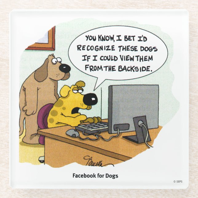Dessous-de-verre En Verre Facebook pour des chiens (Devant)