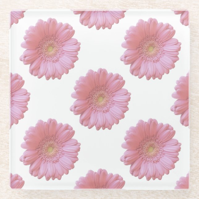 Dessous-de-verre En Verre Faisée de gerbera rose pâle (Devant)