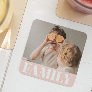 Dessous-de-verre En Verre Famille Pastel Rose moderne Cadeau photo