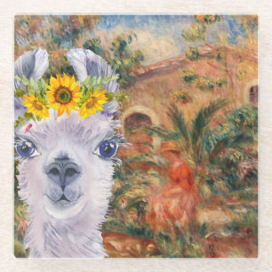 Dessous-de-verre En Verre Fancy Llama et Renoir's Farmhouse