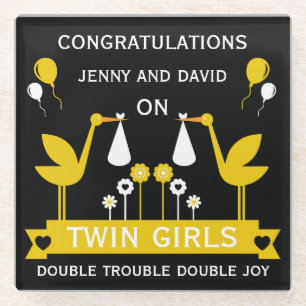 Dessous-de-verre En Verre Félicitations Stalk Delivery Twins