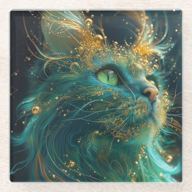 Dessous-de-verre En Verre Feline mystique (Devant)