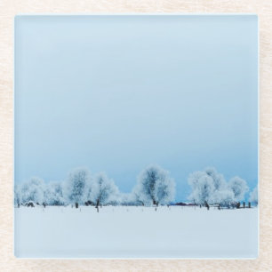 Dessous-de-verre En Verre Ferme d'hiver