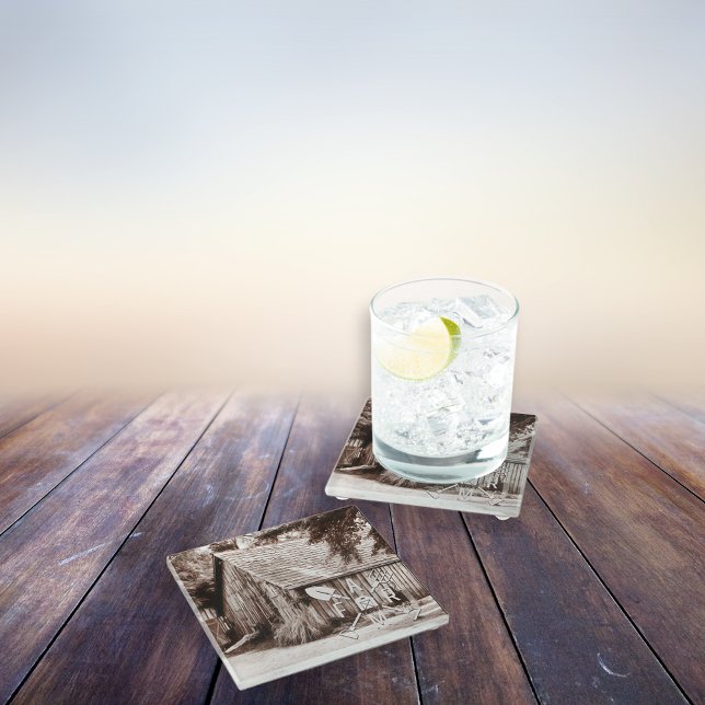 Dessous-de-verre En Verre Ferme Vie Antique Grange (Créateur téléchargé)
