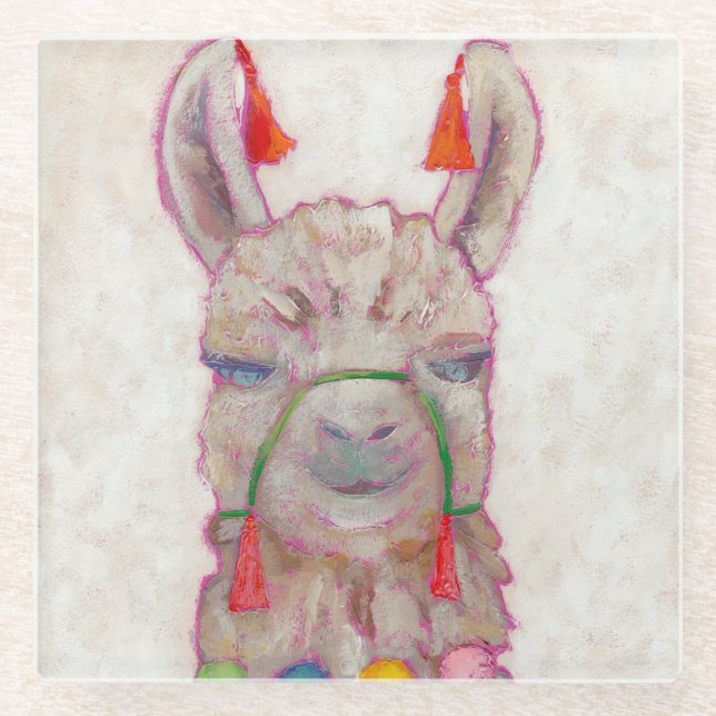 Dessous-de-verre En Verre Festival de l'aquarelle Llama (Devant)