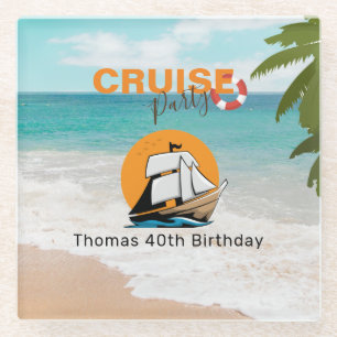 Dessous-de-verre En Verre Fête de croisière 40 Anniversaire