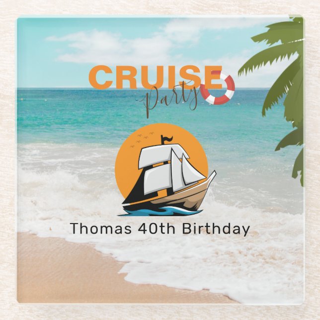 Dessous-de-verre En Verre Fête de croisière 40 Anniversaire (Devant)