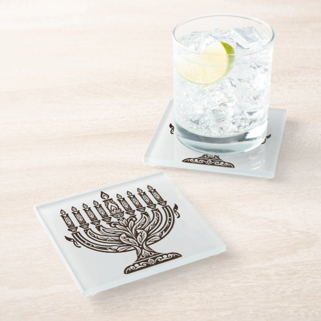 Dessous-de-verre En Verre Fête de Hannukah (Incliné)
