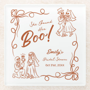 Dessous-de-verre En Verre Fête des mariées d'Halloween Whimsical dessinée à 