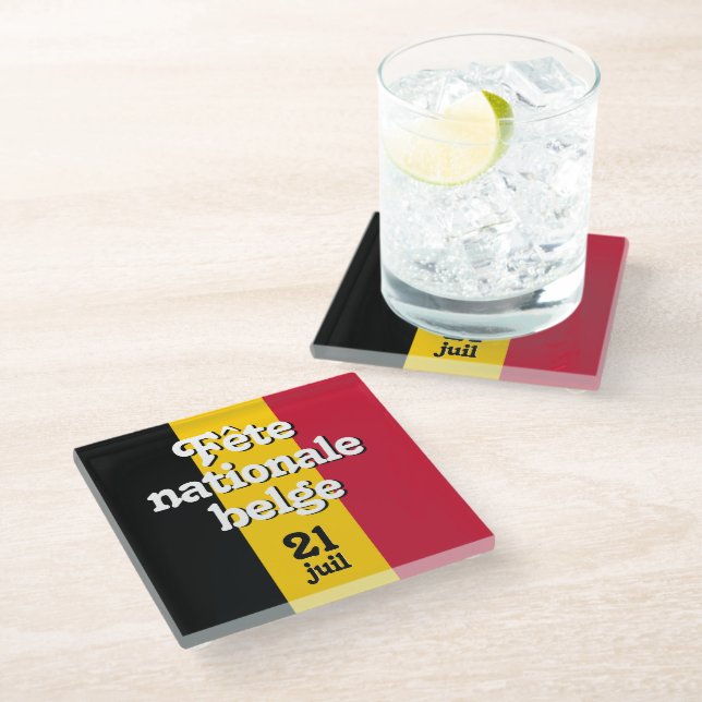 Dessous-de-verre En Verre Fête nationale belge (Incliné)