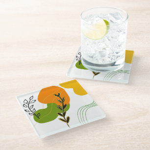Dessous-de-verre En Verre Feuille botanique Abstraite