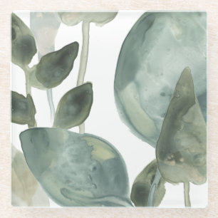 Dessous-de-verre En Verre Feuille de l'eau - aquarelle