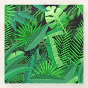 Dessous-de-verre En Verre Feuille de palmiers tropicaux