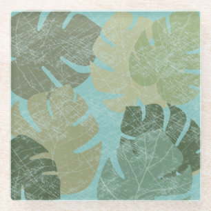 Dessous-de-verre En Verre Feuille fané tropical
