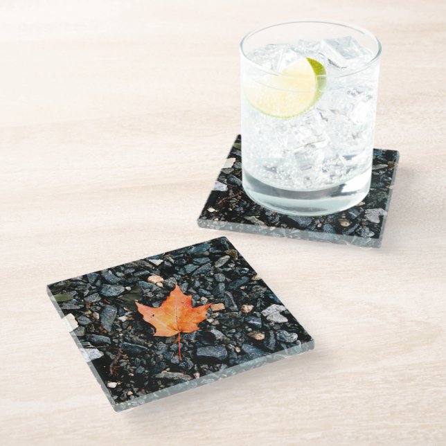 Dessous-de-verre En Verre Feuille orange (Incliné)