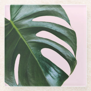 Dessous-de-verre En Verre Feuille tropicale de Monstera