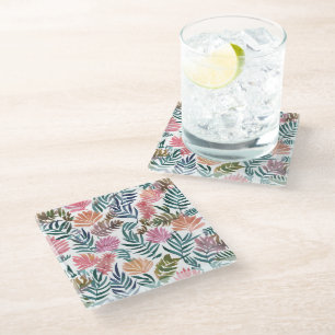 Dessous-de-verre En Verre Feuilles botaniques aquarelle Floral Coloré Mign
