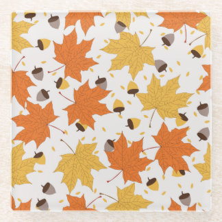 Dessous-de-verre En Verre Feuilles d'automne, design vintage sans soudure.