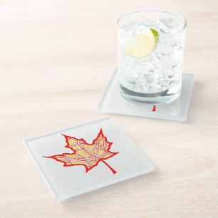 Dessous-de-verre En Verre Feuilles de feu