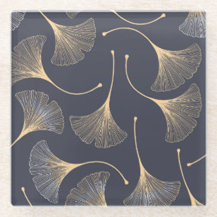 Dessous-de-verre En Verre Feuilles de Ginkgo modèle floral sans joint