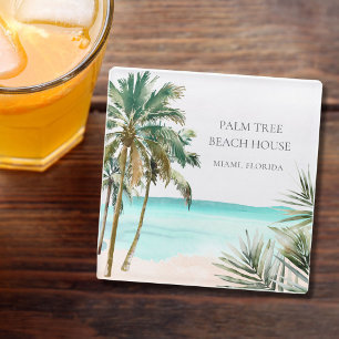 Dessous-de-verre En Verre Feuilles de palmier tropical personnalisées Plage 