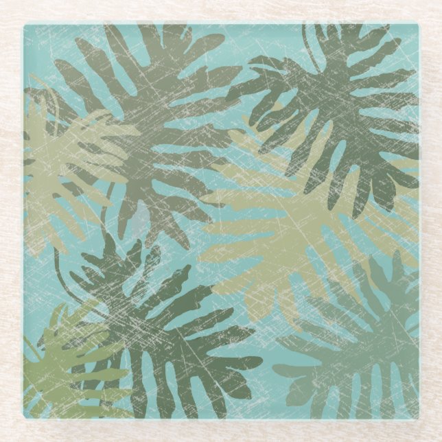 Dessous-de-verre En Verre Feuilles tropicaux défraîchis (Devant)