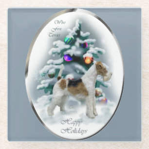 Dessous-de-verre En Verre Fil Fox Terrier cadeaux de Noël