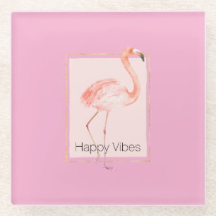 Dessous-de-verre En Verre Flamant Rose Chic Heureux