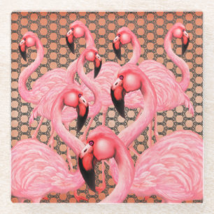 Dessous-de-verre En Verre Flamants roses du Dessous de verre de la Parade