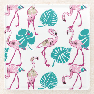 Dessous-de-verre En Verre Flamants roses roses