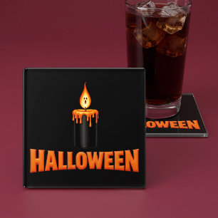 Dessous-de-verre En Verre Flamme de bougie Halloween