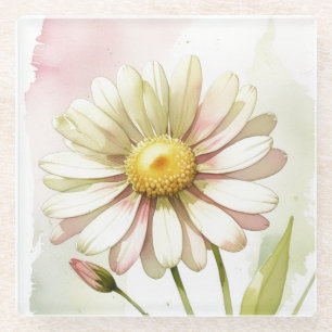 Dessous-de-verre En Verre Fleur aquarelle moderne professionnelle Daisy