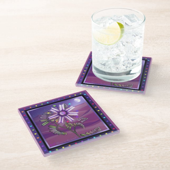 Dessous-de-verre En Verre Fleur dans le désert (Incliné)