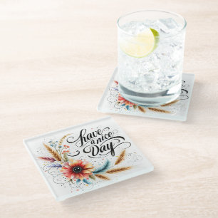 Dessous-de-verre En Verre Fleur de bonne journée