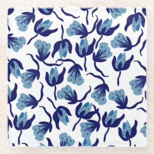 Dessous-de-verre En Verre Fleur de Pensée Bleue Floral : Sans couture dessin