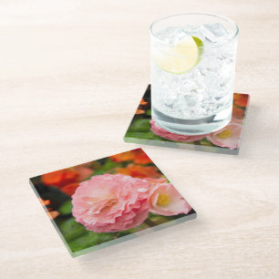 Dessous-de-verre En Verre Fleur rose délicate après la pluie