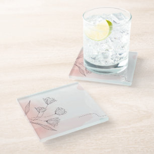 Dessous-de-verre En Verre Fleurs aquarelles roses romantiques