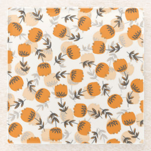 Dessous-de-verre En Verre Fleurs d'art populaire style scandinave