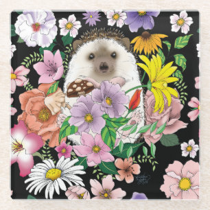 Dessous-de-verre En Verre Fleurs de hérisson mignonnes