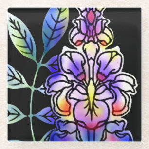 Dessous-de-verre En Verre Fleurs de néon
