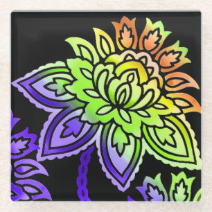 Dessous-de-verre En Verre Fleurs de néon