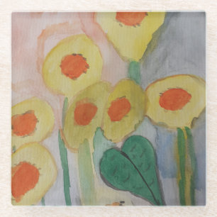 Dessous-de-verre En Verre Fleurs de soleil Abstraites