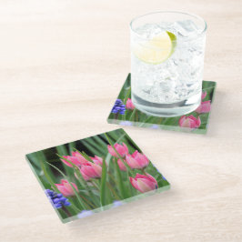 Dessous-de-verre En Verre Fleurs de tulipes roses -