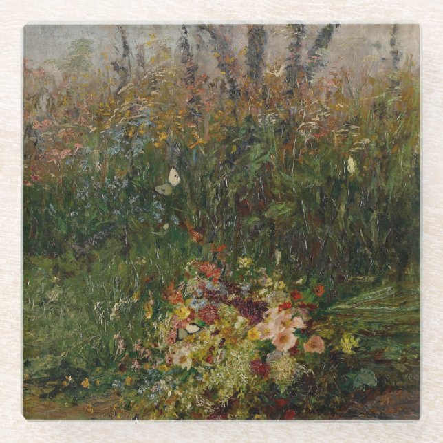 Dessous-de-verre En Verre Fleurs estivales du terrain (Devant)