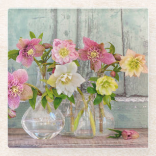 Dessous-de-verre En Verre Fleurs   Hellebores dans Vases