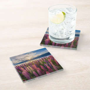Dessous-de-verre En Verre Fleurs   Lupines Nouvelle-Zélande
