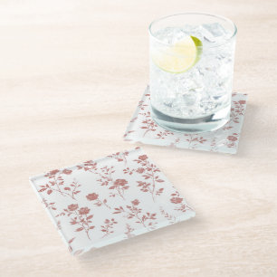 Dessous-de-verre En Verre Fleurs Rose Pâle