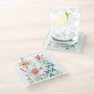 Dessous-de-verre En Verre Fleurs sauvages aquarelle