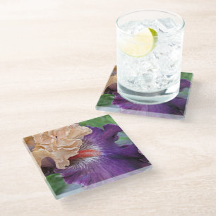 Dessous-de-verre En Verre Floral Fleur d'Iris à deux tons